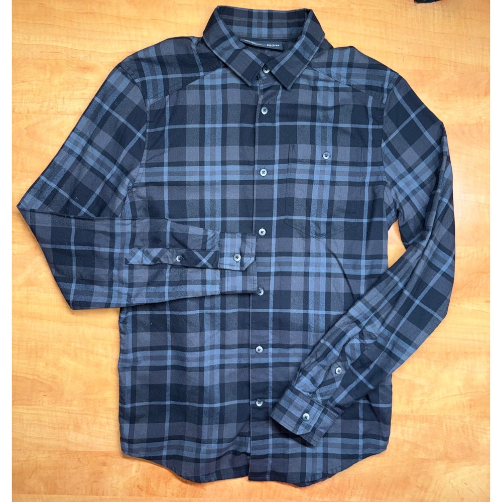 Under Armour Mens Fitted Plaid Button Down Shirt Long Sleeve Black Grey Small